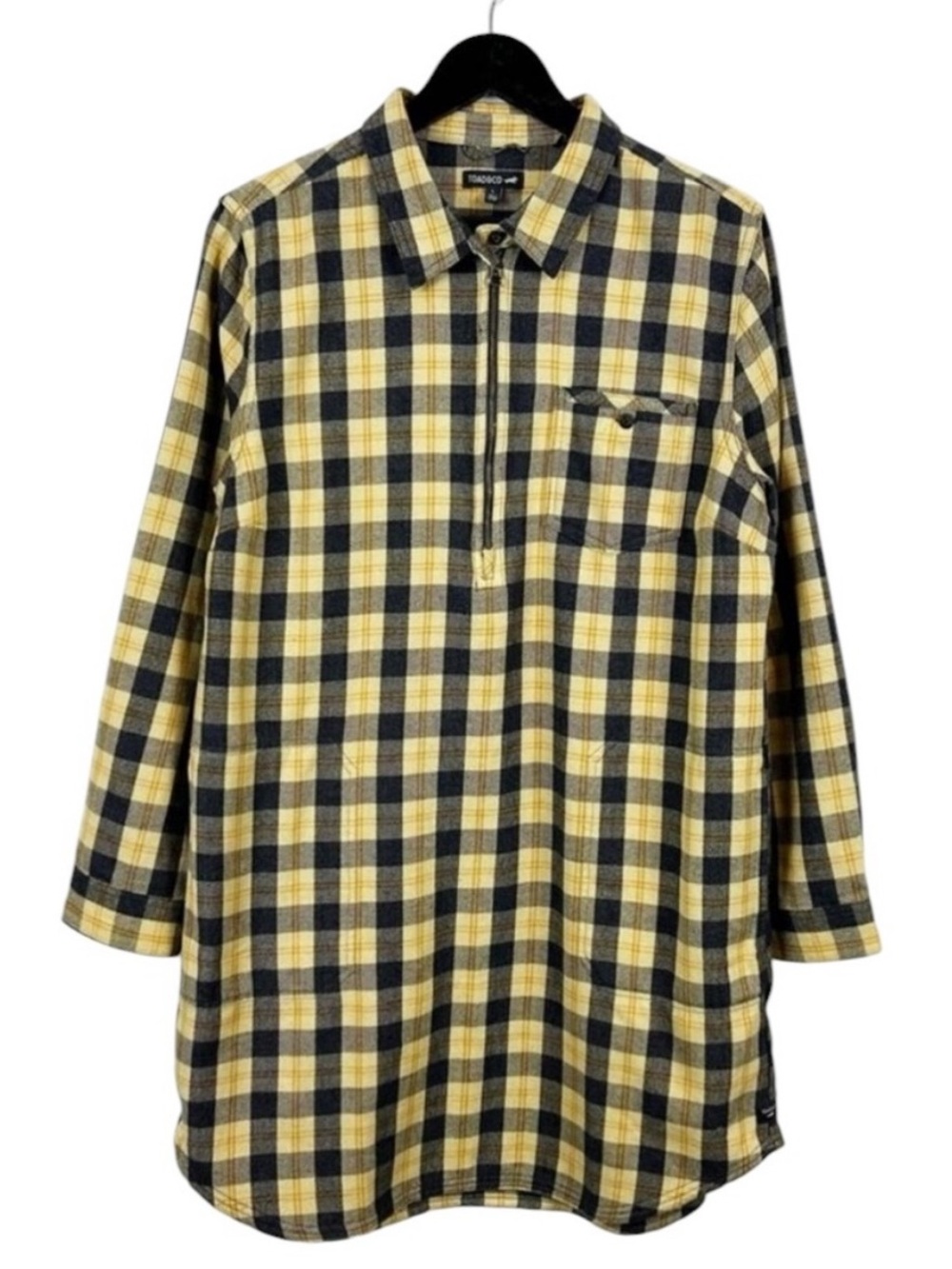 Toad&Co Black and Yellow Plaid Button-Down Shirt Size Large